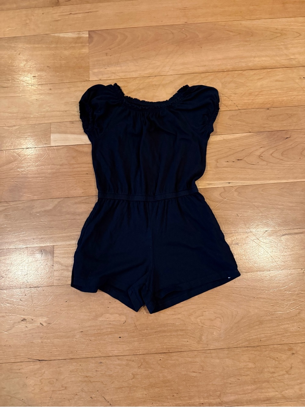 Old Navy Black Girls' Puff Sleeve Knit Romper